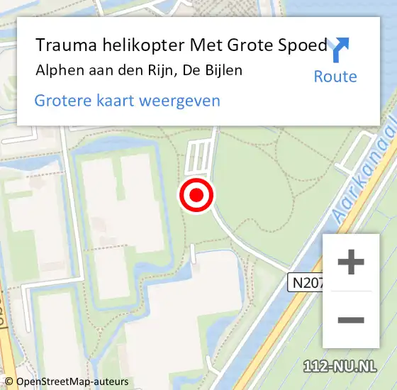 Locatie op kaart van de 112 melding: Trauma helikopter Met Grote Spoed Naar Alphen aan den Rijn, De Bijlen op 30 oktober 2021 21:58