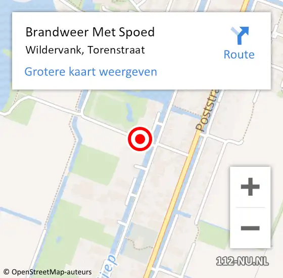 Locatie op kaart van de 112 melding: Brandweer Met Spoed Naar Wildervank, Torenstraat op 30 oktober 2021 22:04