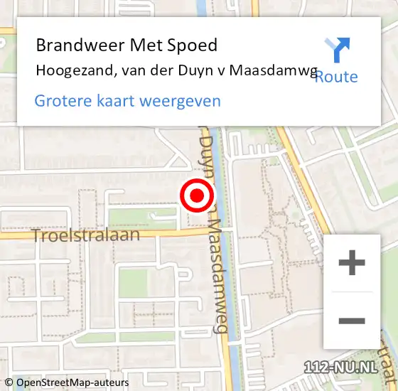 Locatie op kaart van de 112 melding: Brandweer Met Spoed Naar Hoogezand, van der Duyn v Maasdamwg op 30 oktober 2021 22:19