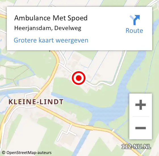 Locatie op kaart van de 112 melding: Ambulance Met Spoed Naar Heerjansdam, Develweg op 30 oktober 2021 22:41