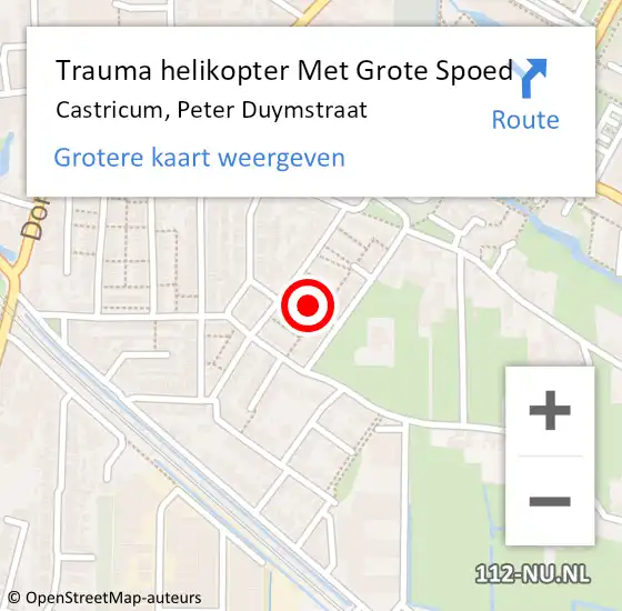 Locatie op kaart van de 112 melding: Trauma helikopter Met Grote Spoed Naar Castricum, Peter Duymstraat op 30 oktober 2021 23:42
