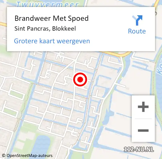 Locatie op kaart van de 112 melding: Brandweer Met Spoed Naar Sint Pancras, Blokkeel op 31 oktober 2021 00:06