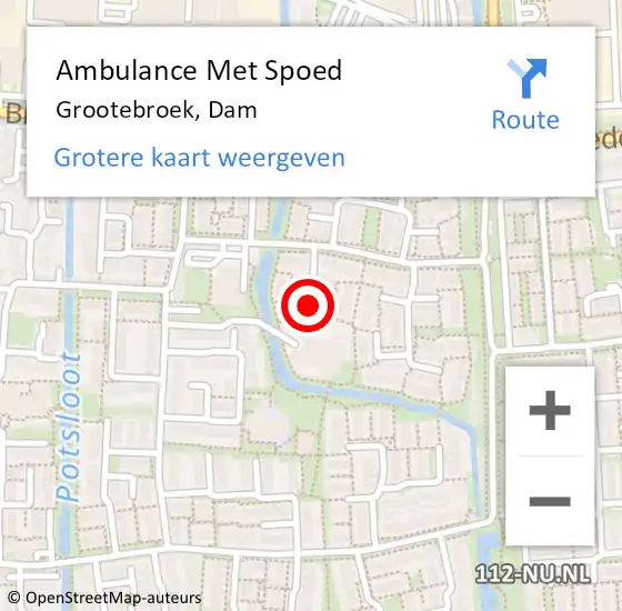 Locatie op kaart van de 112 melding: Ambulance Met Spoed Naar Grootebroek, Dam op 31 oktober 2021 00:16