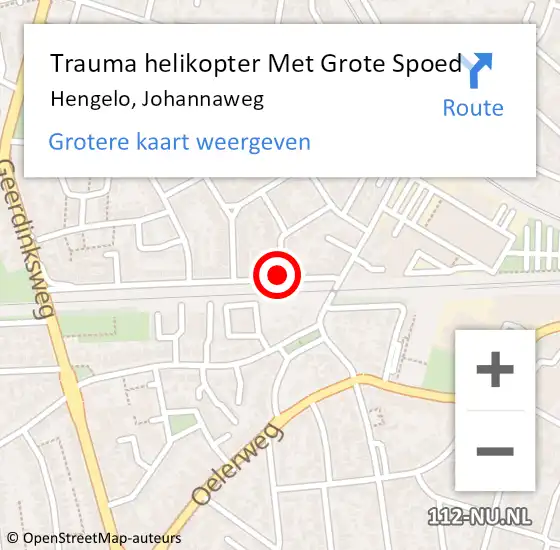Locatie op kaart van de 112 melding: Trauma helikopter Met Grote Spoed Naar Hengelo, Johannaweg op 31 oktober 2021 00:52