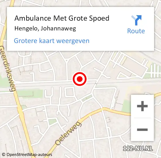 Locatie op kaart van de 112 melding: Ambulance Met Grote Spoed Naar Hengelo, Johannaweg op 31 oktober 2021 00:52