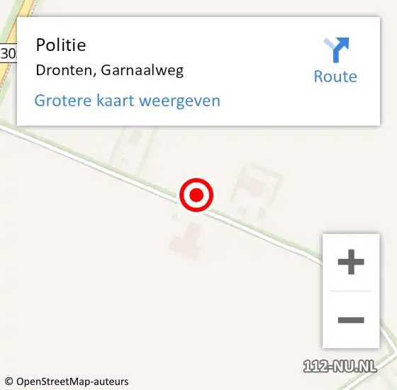 Locatie op kaart van de 112 melding: Politie Dronten, Garnaalweg op 31 oktober 2021 00:53