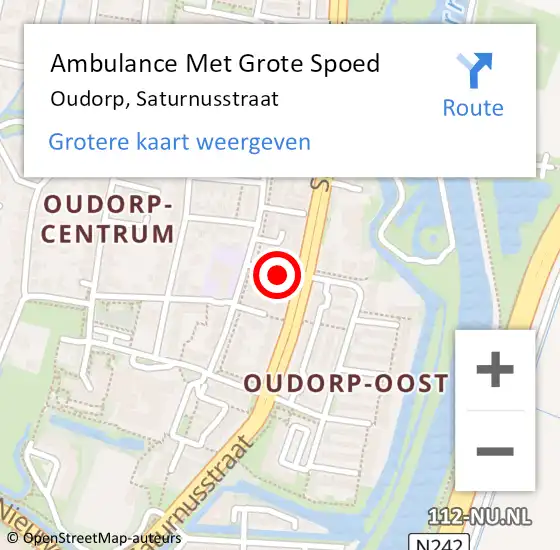 Locatie op kaart van de 112 melding: Ambulance Met Grote Spoed Naar Oudorp, Saturnusstraat op 31 oktober 2021 01:09