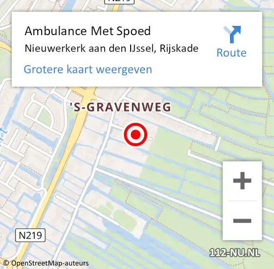 Locatie op kaart van de 112 melding: Ambulance Met Spoed Naar Nieuwerkerk aan den IJssel, Rijskade op 31 oktober 2021 01:44