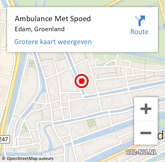 Locatie op kaart van de 112 melding: Ambulance Met Spoed Naar Edam, Groenland op 31 oktober 2021 02:07