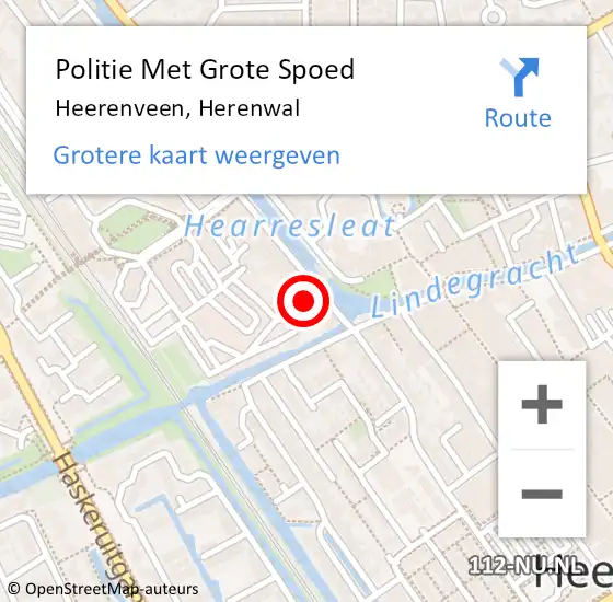 Locatie op kaart van de 112 melding: Politie Met Grote Spoed Naar Heerenveen, Herenwal op 31 oktober 2021 02:11