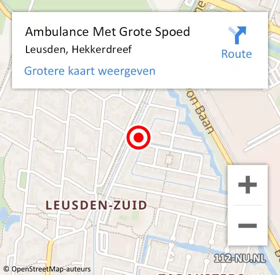 Locatie op kaart van de 112 melding: Ambulance Met Grote Spoed Naar Leusden, Hekkerdreef op 31 oktober 2021 02:35