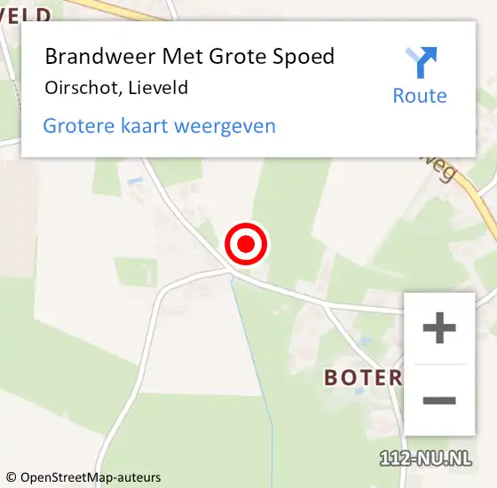 Locatie op kaart van de 112 melding: Brandweer Met Grote Spoed Naar Oirschot, Lieveld op 31 oktober 2021 02:40