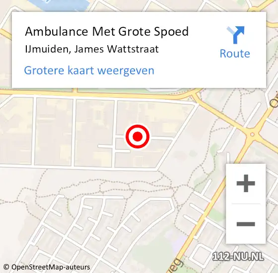 Locatie op kaart van de 112 melding: Ambulance Met Grote Spoed Naar IJmuiden, James Wattstraat op 31 oktober 2021 02:44