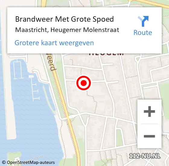 Locatie op kaart van de 112 melding: Brandweer Met Grote Spoed Naar Maastricht, Heugemer Molenstraat op 31 oktober 2021 03:52