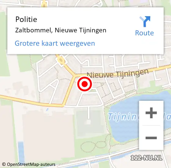 Locatie op kaart van de 112 melding: Politie Zaltbommel, Nieuwe Tijningen op 31 oktober 2021 04:00