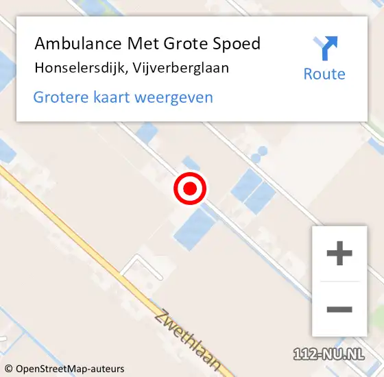 Locatie op kaart van de 112 melding: Ambulance Met Grote Spoed Naar Honselersdijk, Vijverberglaan op 31 oktober 2021 04:38