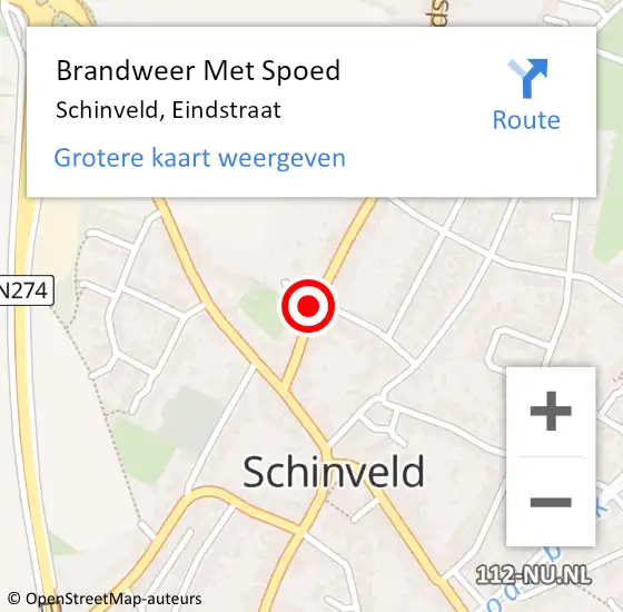 Locatie op kaart van de 112 melding: Brandweer Met Spoed Naar Schinveld, Eindstraat op 31 oktober 2021 05:36