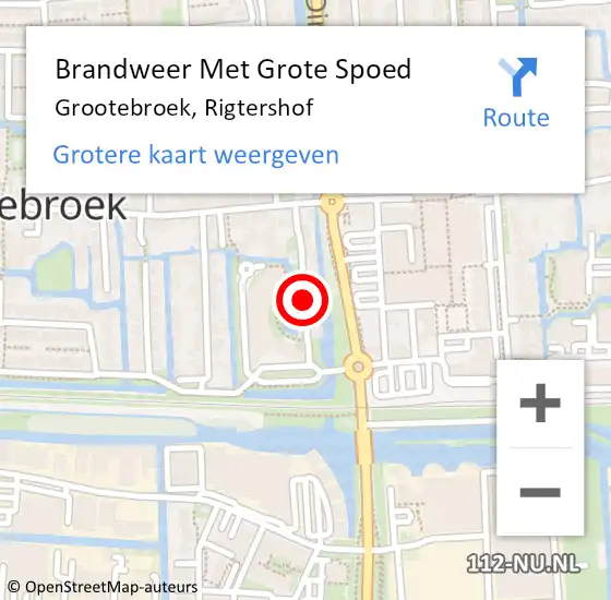 Locatie op kaart van de 112 melding: Brandweer Met Grote Spoed Naar Grootebroek, Rigtershof op 27 juni 2014 17:43