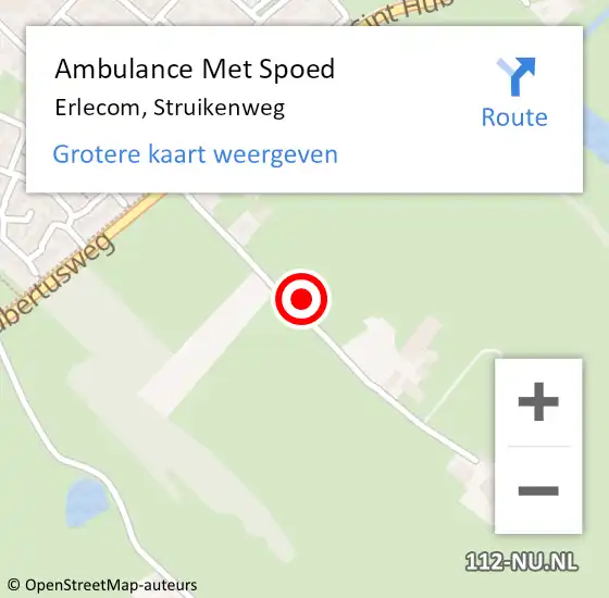 Locatie op kaart van de 112 melding: Ambulance Met Spoed Naar Erlecom, Struikenweg op 31 oktober 2021 06:00