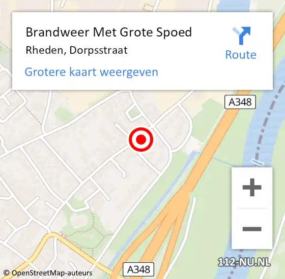Locatie op kaart van de 112 melding: Brandweer Met Grote Spoed Naar Rheden, Dorpsstraat op 31 oktober 2021 06:00