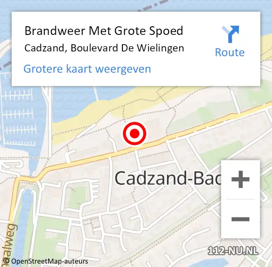 Locatie op kaart van de 112 melding: Brandweer Met Grote Spoed Naar Cadzand, Boulevard De Wielingen op 27 juni 2014 17:44