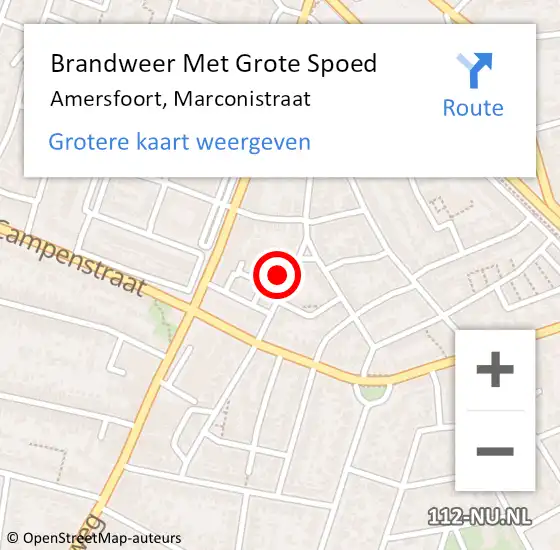 Locatie op kaart van de 112 melding: Brandweer Met Grote Spoed Naar Amersfoort, Marconistraat op 31 oktober 2021 06:29