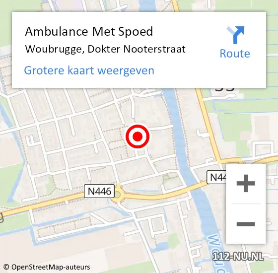 Locatie op kaart van de 112 melding: Ambulance Met Spoed Naar Woubrugge, Dokter Nooterstraat op 31 oktober 2021 07:22