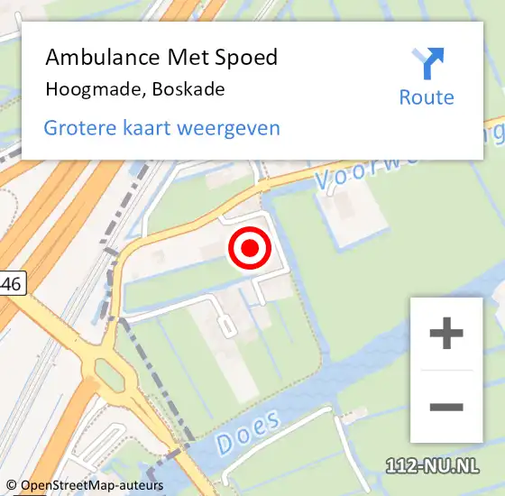 Locatie op kaart van de 112 melding: Ambulance Met Spoed Naar Hoogmade, Boskade op 31 oktober 2021 07:33