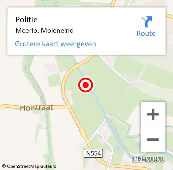 Locatie op kaart van de 112 melding: Politie Meerlo, Moleneind op 31 oktober 2021 07:39
