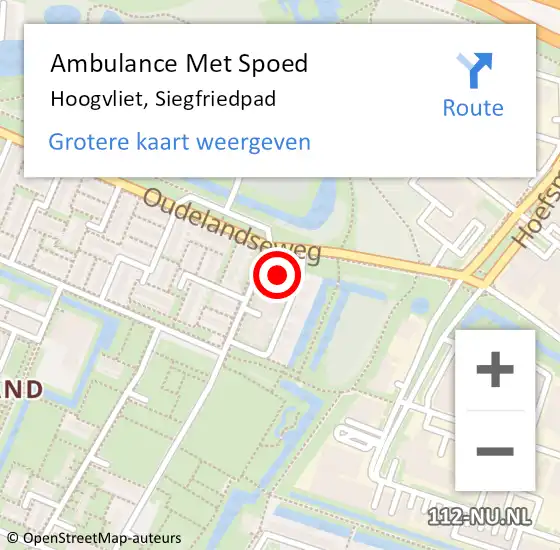 Locatie op kaart van de 112 melding: Ambulance Met Spoed Naar Hoogvliet, Siegfriedpad op 31 oktober 2021 08:32