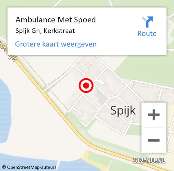 Locatie op kaart van de 112 melding: Ambulance Met Spoed Naar Spijk Gn, Kerkstraat op 31 oktober 2021 08:46