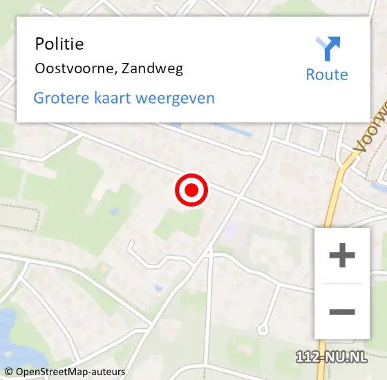 Locatie op kaart van de 112 melding: Politie Oostvoorne, Zandweg op 31 oktober 2021 09:07