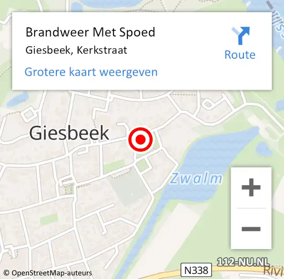 Locatie op kaart van de 112 melding: Brandweer Met Spoed Naar Giesbeek, Kerkstraat op 31 oktober 2021 09:10