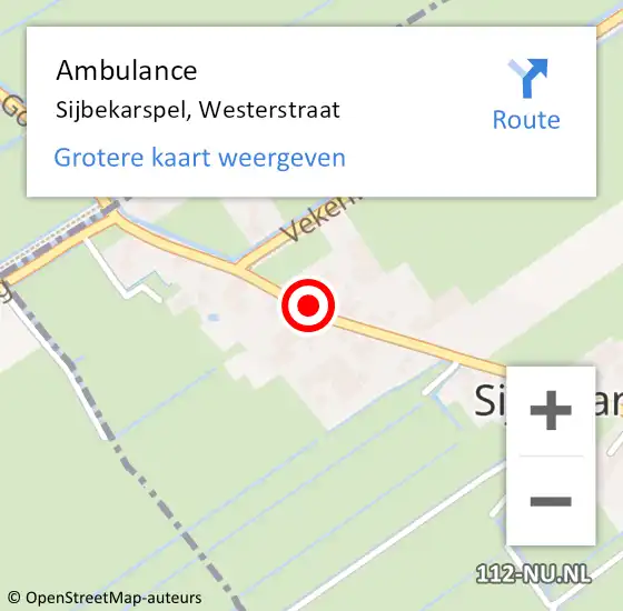 Locatie op kaart van de 112 melding: Ambulance Sijbekarspel, Westerstraat op 31 oktober 2021 09:31