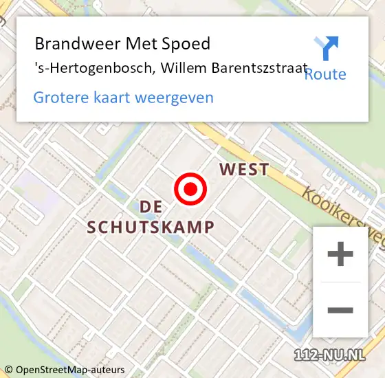 Locatie op kaart van de 112 melding: Brandweer Met Spoed Naar 's-Hertogenbosch, Willem Barentszstraat op 31 oktober 2021 09:44