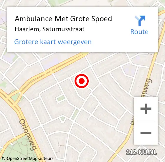 Locatie op kaart van de 112 melding: Ambulance Met Grote Spoed Naar Haarlem, Saturnusstraat op 31 oktober 2021 10:09