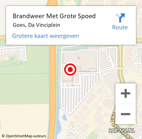 Locatie op kaart van de 112 melding: Brandweer Met Grote Spoed Naar Goes, Da Vinciplein op 31 oktober 2021 10:14