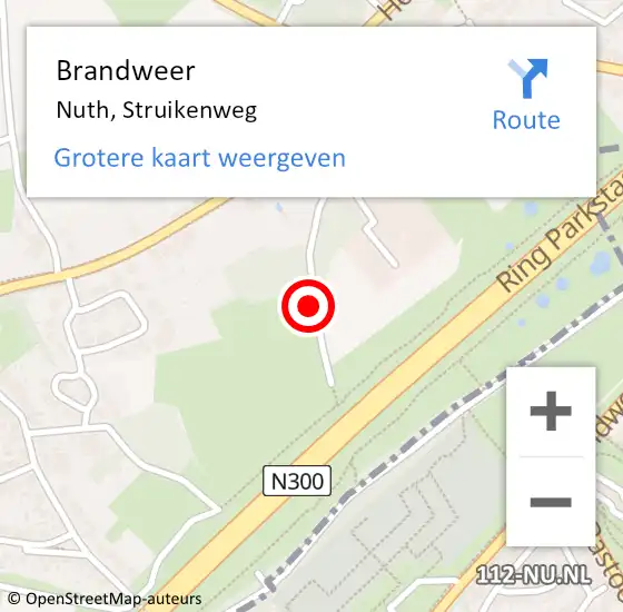 Locatie op kaart van de 112 melding: Brandweer Nuth, Struikenweg op 27 juni 2014 18:10