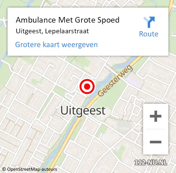 Locatie op kaart van de 112 melding: Ambulance Met Grote Spoed Naar Uitgeest, Lepelaarstraat op 31 oktober 2021 10:26