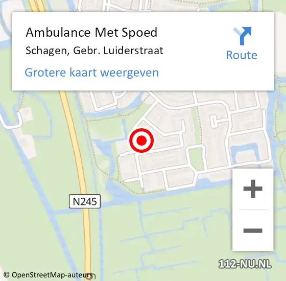 Locatie op kaart van de 112 melding: Ambulance Met Spoed Naar Schagen, Gebr. Luiderstraat op 31 oktober 2021 10:48