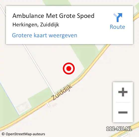 Locatie op kaart van de 112 melding: Ambulance Met Grote Spoed Naar Herkingen, Zuiddijk op 31 oktober 2021 10:49