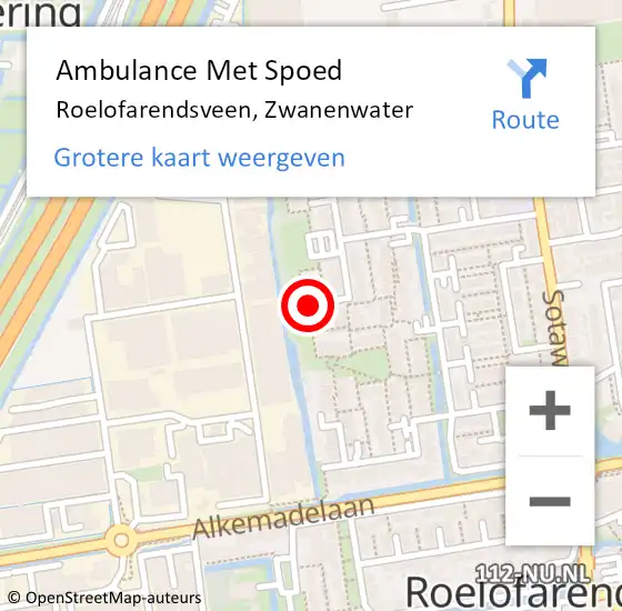 Locatie op kaart van de 112 melding: Ambulance Met Spoed Naar Roelofarendsveen, Zwanenwater op 31 oktober 2021 11:10