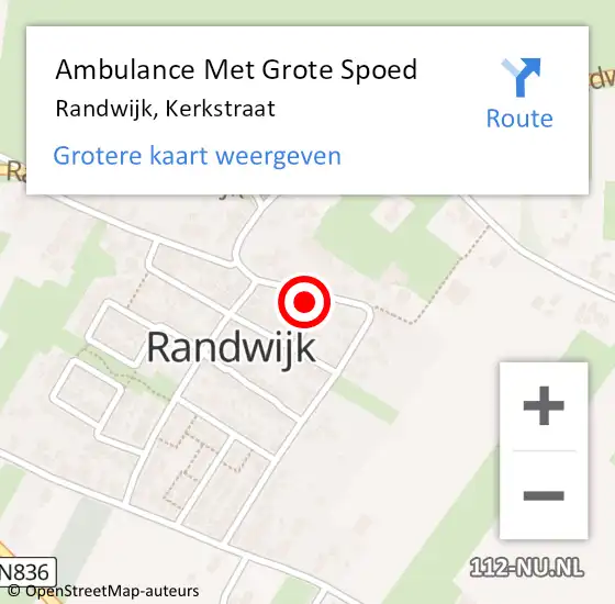 Locatie op kaart van de 112 melding: Ambulance Met Grote Spoed Naar Randwijk, Kerkstraat op 31 oktober 2021 11:26