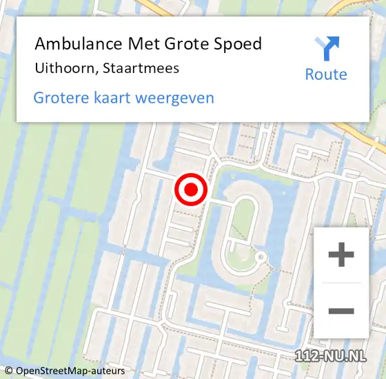 Locatie op kaart van de 112 melding: Ambulance Met Grote Spoed Naar Uithoorn, Staartmees op 31 oktober 2021 11:34