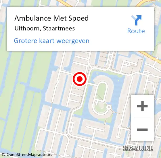 Locatie op kaart van de 112 melding: Ambulance Met Spoed Naar Uithoorn, Staartmees op 31 oktober 2021 11:46