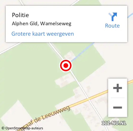 Locatie op kaart van de 112 melding: Politie Alphen Gld, Wamelseweg op 27 juni 2014 18:19