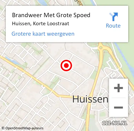 Locatie op kaart van de 112 melding: Brandweer Met Grote Spoed Naar Huissen, Korte Loostraat op 31 oktober 2021 12:05