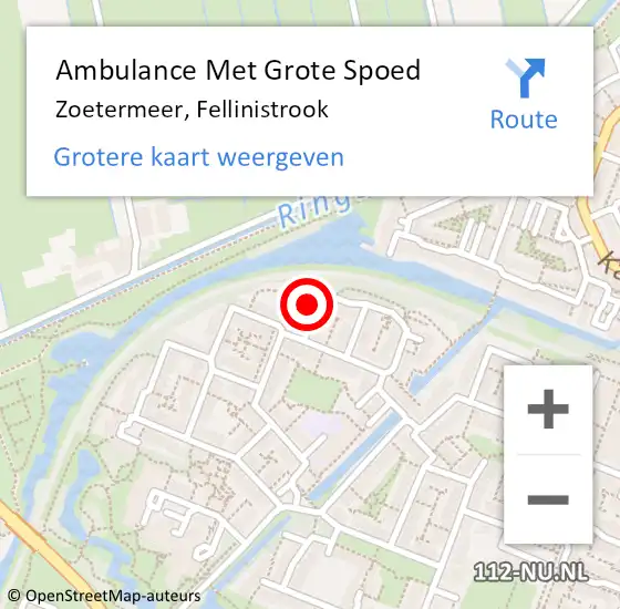 Locatie op kaart van de 112 melding: Ambulance Met Grote Spoed Naar Zoetermeer, Fellinistrook op 31 oktober 2021 12:06