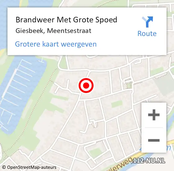 Locatie op kaart van de 112 melding: Brandweer Met Grote Spoed Naar Giesbeek, Meentsestraat op 31 oktober 2021 12:09