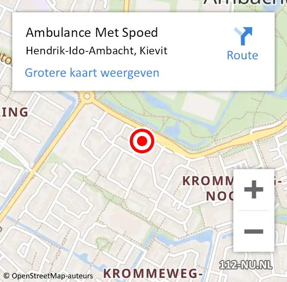 Locatie op kaart van de 112 melding: Ambulance Met Spoed Naar Hendrik-Ido-Ambacht, Kievit op 31 oktober 2021 12:13